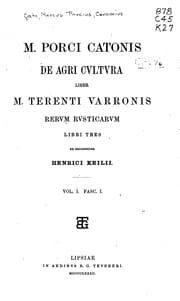 Tapa de M. Porci Catonis De agri cvltvra liber. M. Terenti Varronis Rervm rvsticarvm libri tres