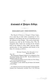 Tapa de The Centennial Celebration of Rutgers College, June 21, 1870