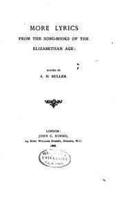Tapa de More Lyrics from the Song-books of the Elizabethan Age