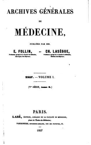 Tapa de Archives générales de médecine