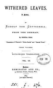 Tapa de Withered leaves, from the Germ. by B. Ness