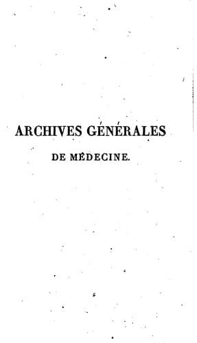 Tapa de Archives generales de medecine