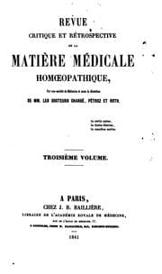 Tapa de Revue critique et rétrospective de la matière medicale homoeopathique