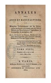 Tapa de Annales des arts et manufactures: ou mémoires technologiques sur les découvertes modernes ...