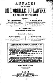 Tapa de Annales des maladies de l'oreille, du larynx, du nez et du pharynx