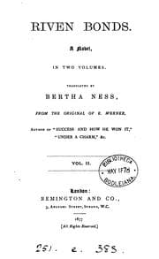 Tapa de Riven bonds, tr. by B. Ness from the original of E. Werner