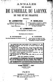 Tapa de Annales des maladies de l'oreille, du larynx, du nez et du pharynx