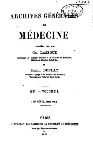Tapa de Archives générales de médecine