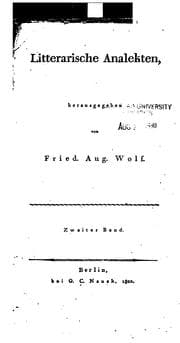 Tapa de Litterärische Analekten: Vorzüglich für alte Litteratur und Kunst, deren Geschichte und Methodik