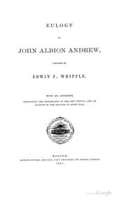 Tapa de Eulogy on John Albion Andrew