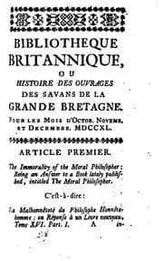 Tapa de Bibliothèque britannique, ou Histoire des ouvrages des savans de la Grande ...