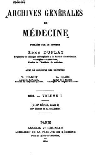 Tapa de Archives generales de medecine