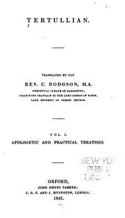 Tapa de Tertullian : Apologetic and practical treatises