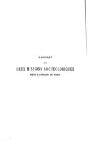 Tapa de Rapport sur deux missions archéologiques dans l'Afrique du nord, avril-juin ..