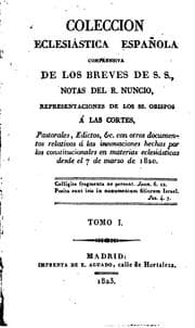 Tapa de Colección eclesiástica española: Comprensiva de los breves de s.s., notas del R. Nuncio ...