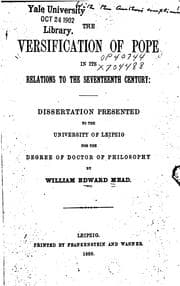 Tapa de The Versification of Pope in Its Relations to the Seventeenth Century ..