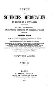 Tapa de Revue des sciences médicales en France et a ̀l'étranger