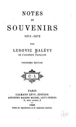 Tapa de Notes et souvenirs, 1871-1872