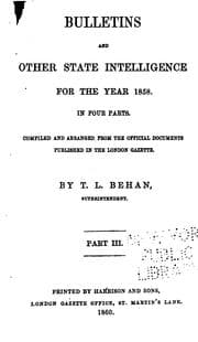 Tapa de Bulletins and Other State Intelligence Compiled and Arranged from the Official Documents ...