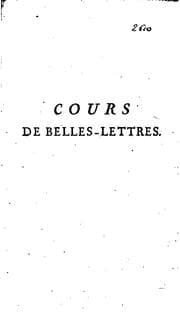 Tapa de Cours de belles-lettres, ou Principes de la littérature