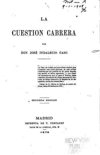Tapa de La cuestión Cabrera