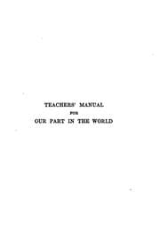 Tapa de Teachers' Manual for Our Part in the World