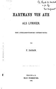 Tapa de Hartmann von Aue als Lyriker: Eine literarhistorische Untersuchung