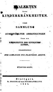 Tapa de Analekten über Kinderkrankheiten...