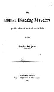 Tapa de De Aristotelis politeias Athēnaiōn partis alterius fonte et auctoritate