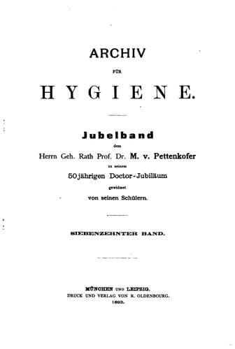 Tapa de Archiv für Hygiene