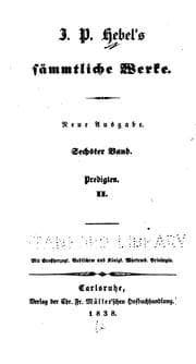 Tapa de J. P. Hebel's sämmtliche Werke