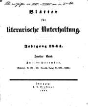 Tapa de Blätter für literarische Unterhaltung
