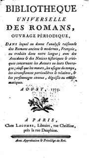 Tapa de Bibliotheque universelle des Romans, ouvrage periodique: dans lequel on donne l'analyse ...