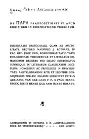 Tapa de De para praepositionis vi apud Euripidem in compositione verborum: Dissertatio inauguralis quam ..