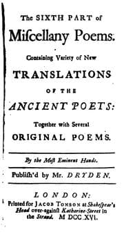 Tapa de The first (-sixth) part of Miscellany poems, publ. by Mr. Dryden