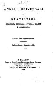 Tapa de Annali universali di statistica, economia pubblica, storia, viaggi e commercio