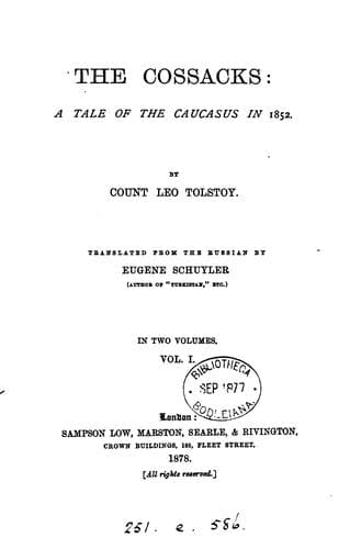 Tapa de The Cossacks, tr. by E. Schuyler