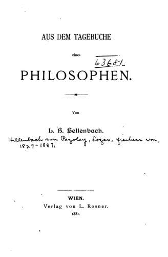 Tapa de Aus dem Tagebüche Einés Philosophen