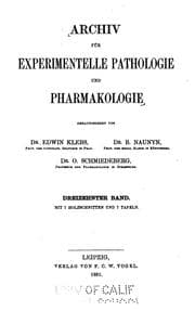 Tapa de Archiv fuer experimentelle pathologie und pharmakologie