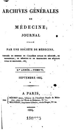 Tapa de Archives generales de medecine