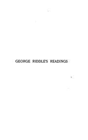 Tapa de George Riddle's Readings