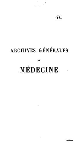 Tapa de Archives générales de médecine
