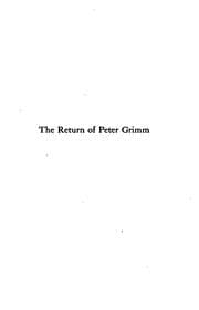 Tapa de The Return of Peter Grimm: Novelised from the Play