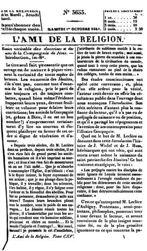 Tapa de L'Ami de la religion