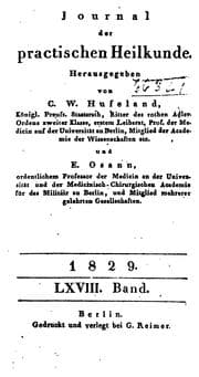 Tapa de Hufeland's Journal der practischen Heilkunde