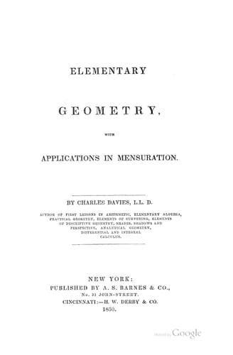 Tapa de Elementary Geometry: With Applications in Mensuration