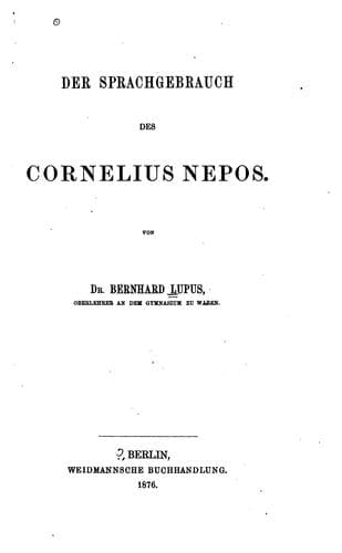Tapa de Der Sprachgebrauch des Cornelius Nepos