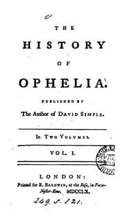 Tapa de The history of Ophelia, publ. by the author of David Simple