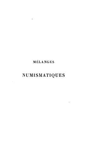 Tapa de Mélanges numismatiques