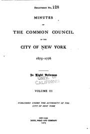 Tapa de Minutes of the common council of the city of new york, 1675-1776